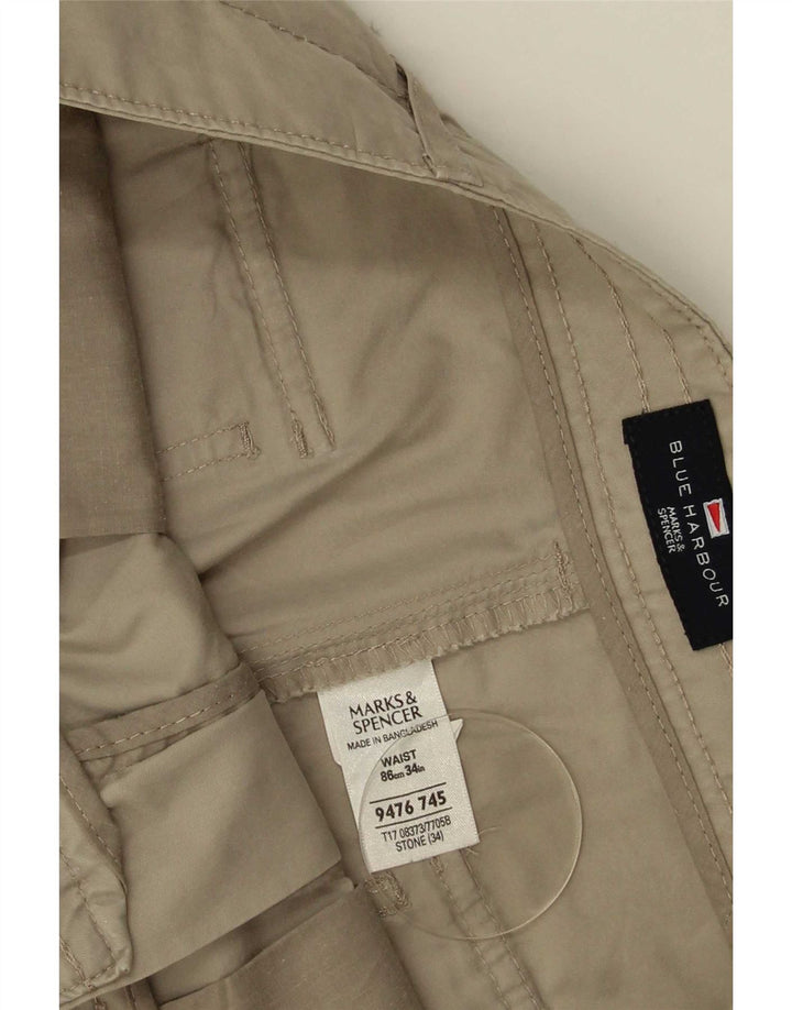 Marks & Spencer Bermuda Blue Harbour W34 pour homme en coton beige grand