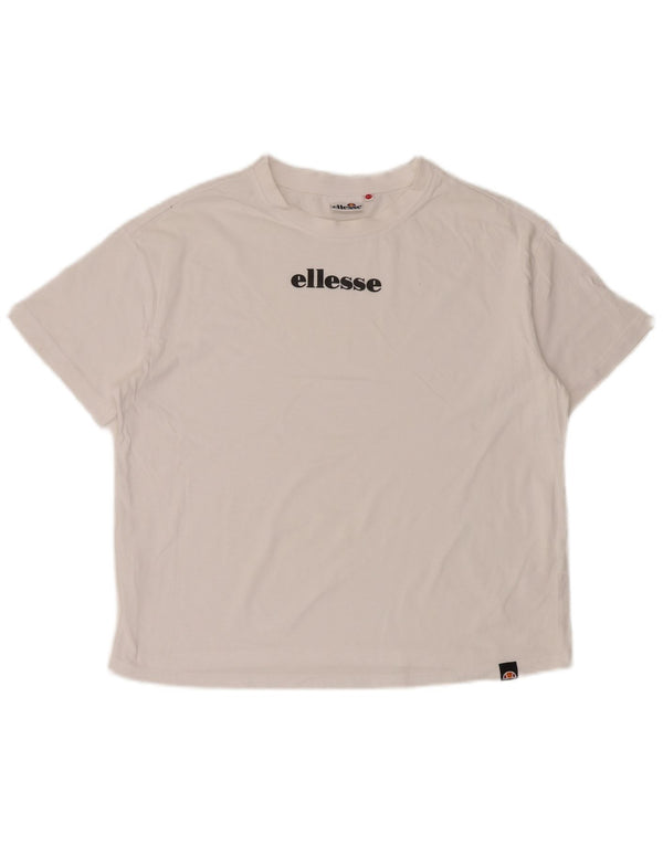 Ellesse T-shirt graphique surdimensionné pour femme UK 6 XS Blanc Coton