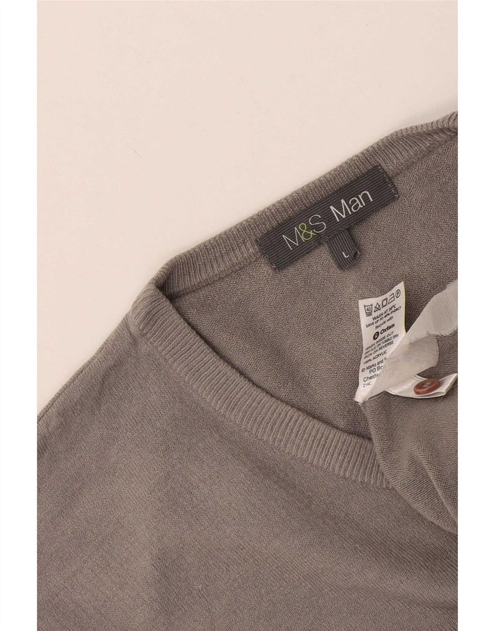 Marks & Spencer Pull col V pour homme en acrylique gris Taille L