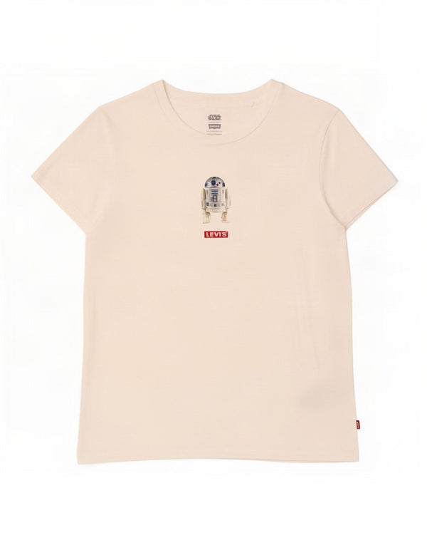 Levi's Femme Star Wars Graphic T-Shirt Top UK 10 Petit Blanc Coton