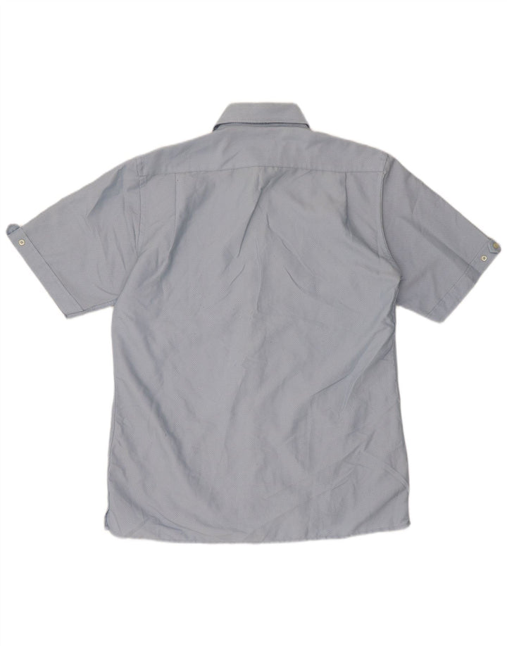 Pierre Cardin Chemise à manches courtes pour homme en coton bleu moyen