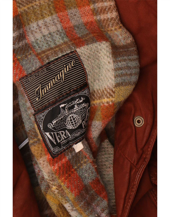 Veste en daim à capuche femme vintage IT 42 Cuir marron moyen