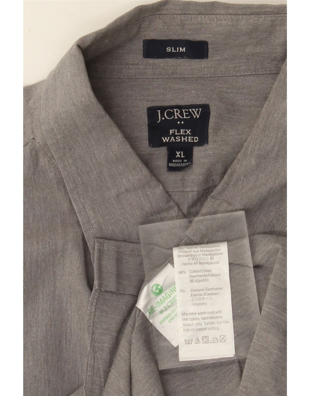 J. CREW Chemise Slim Homme XL Gris Coton