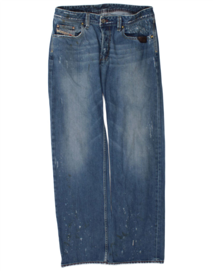 Diesel Jean droit vieilli W34 L34 en coton bleu pour homme