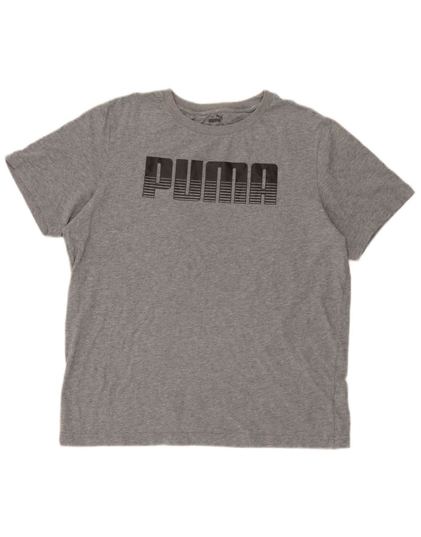 Puma T-Shirt Graphique Homme Gris Moyen Moucheté Coton