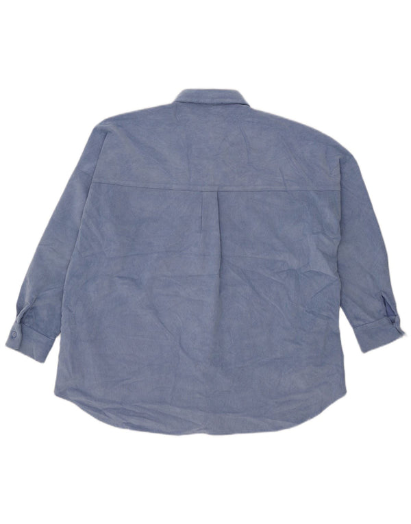 Zara Chemise surdimensionnée en velours côtelé pour femme UK 10 Small Bleu Polyester