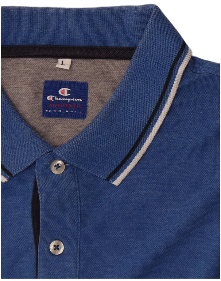 CHAMPION Polo pour Homme Taille Large Rayé Bleu