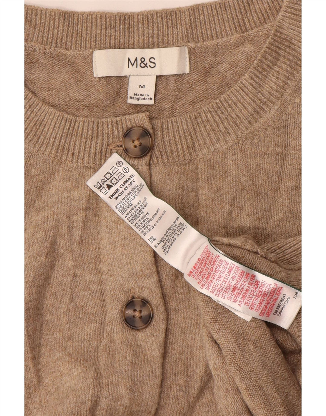 Marks & Spencer Pull cardigan surdimensionné pour femme UK 14 Beige moyen