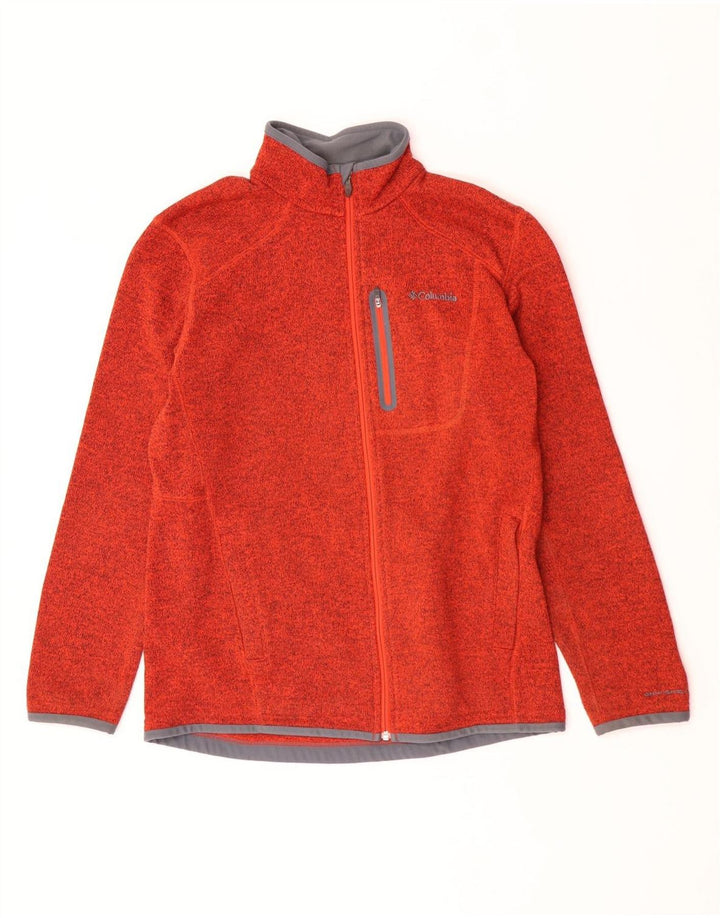 Columbia Cardigan Homme Pull Large Orange Moucheté Polyester