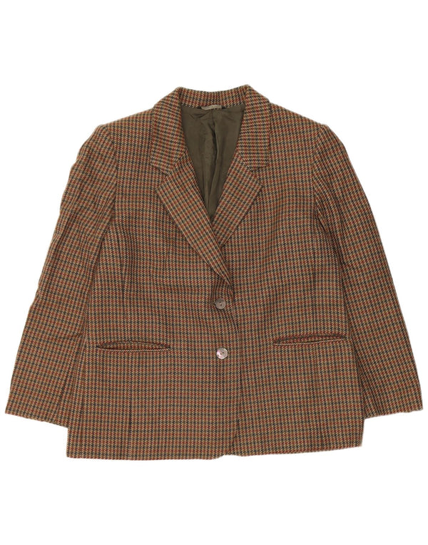 vintage Femme 2 Bouton Blazer Veste UK 14 Moyen Vert Pied-de-poule