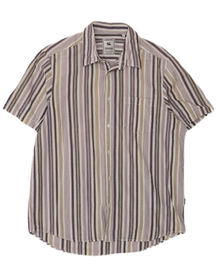 Lerros Chemise à manches courtes pour homme, coupe classique, grandes rayures multicolores