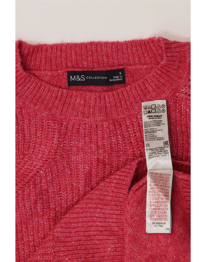 Marks & Spencer Pull ras du cou pour femme UK 10 Petit acrylique rose