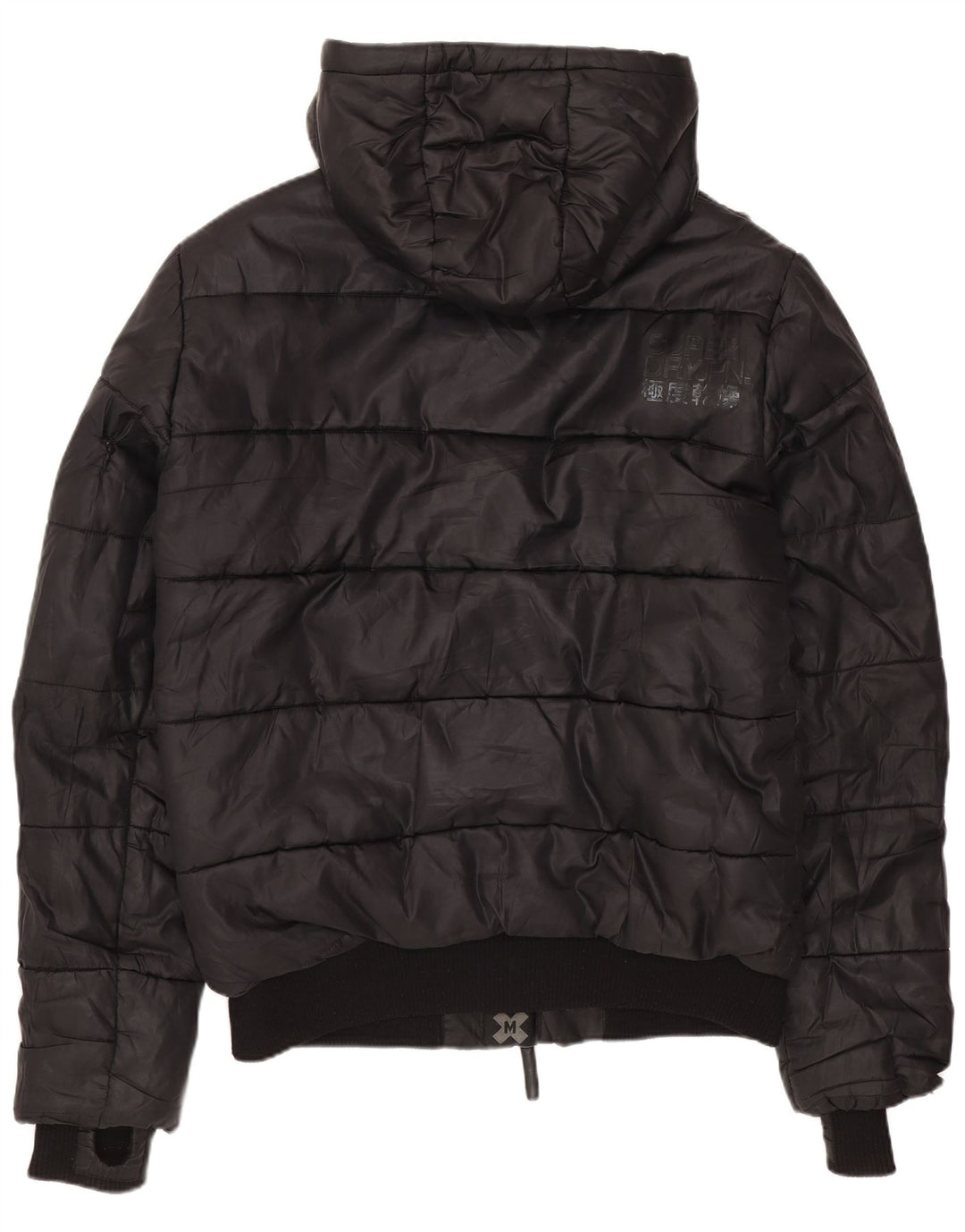 SUPERDRY Veste matelassée à capuche graphique pour hommes UK 38 Noir moyen Polyester