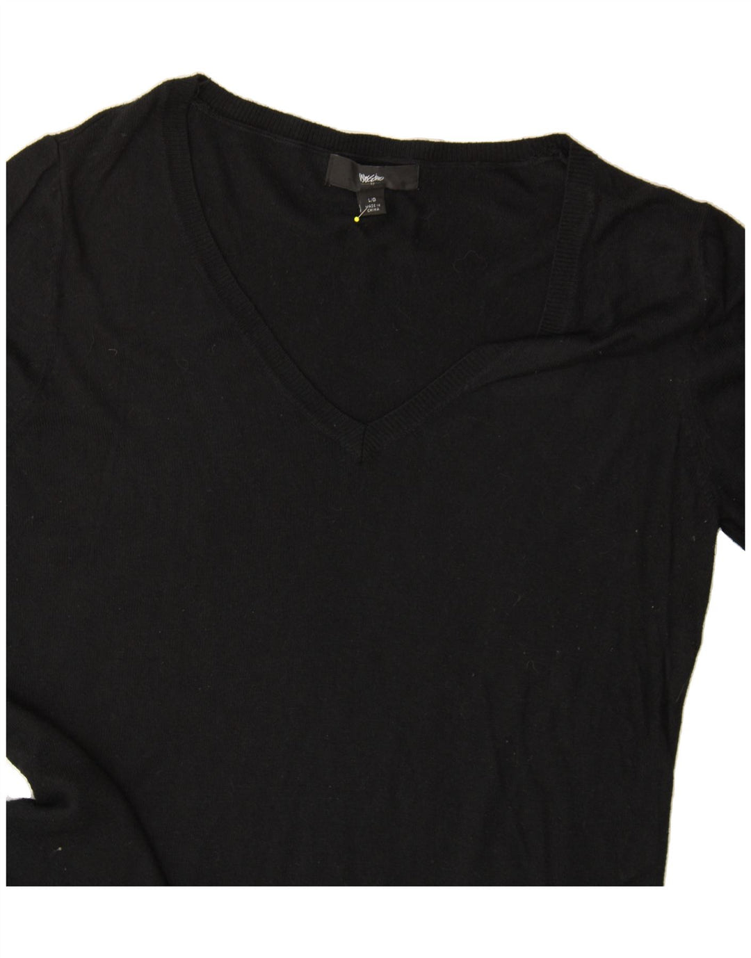 MOSSIMO Womens V-Neck Jumper Sweater UK 16 Large Black Nylon Vintage Mossimo and Second-Hand Mossimo from Messina Hembry 