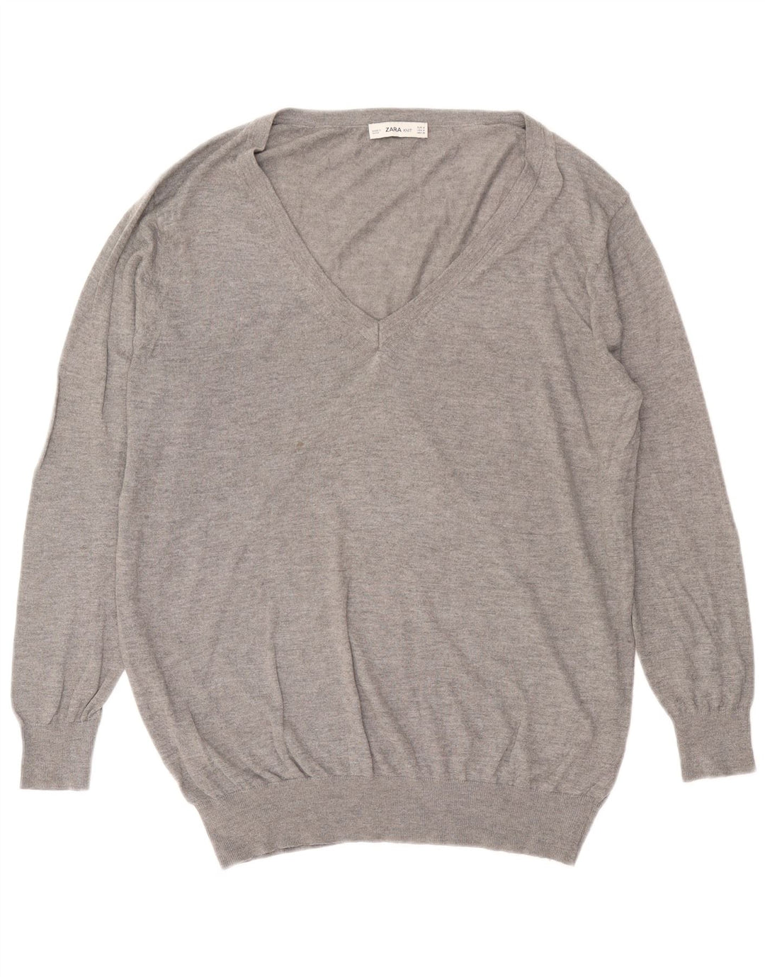 Zara Pull surdimensionné à col en V pour femme UK 14 Gris moyen