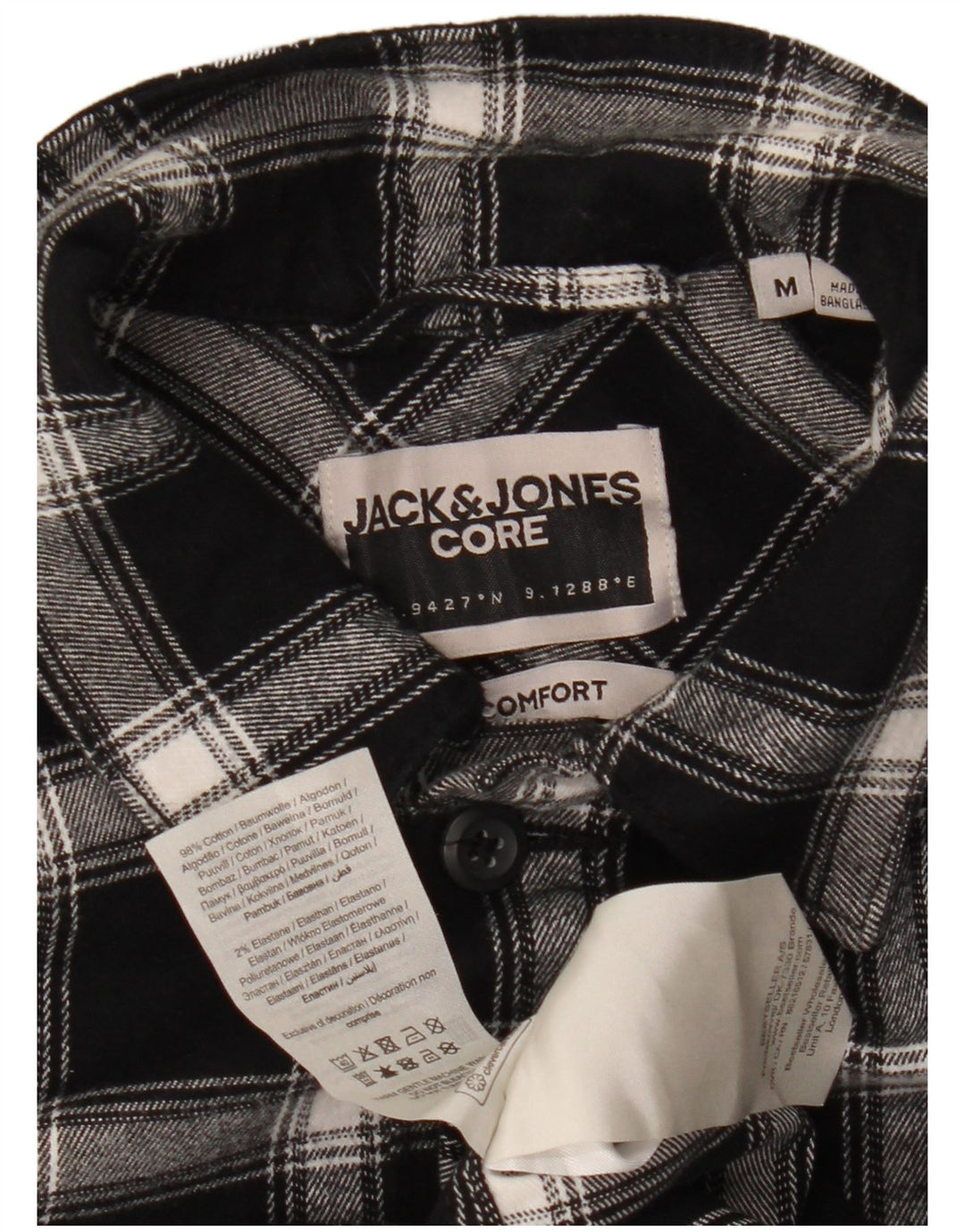 Jack & Jones Chemise en Flanelle Coupe Confort Homme Noir Moyen à Carreaux en Coton