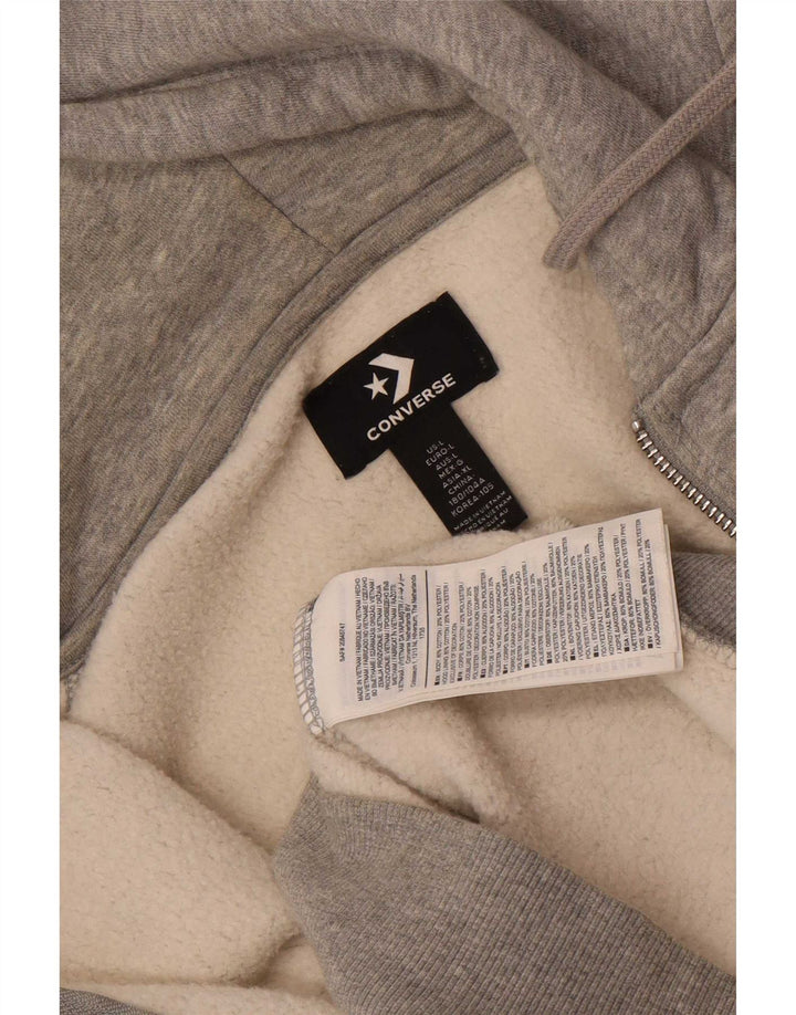 Converse Pull à capuche zippé pour hommes, grand coton gris
