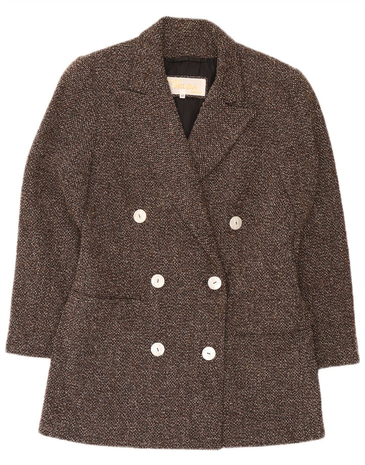 Delba Veste Blazer Double Boutonnage Femme EU 42 Grande Laine Mouchetée Marron