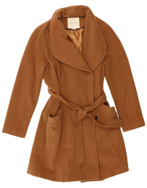 Monsoon Manteau Femme UK 14 Laine Marron Moyen