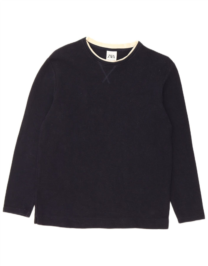 Zara Homme Top Manches Longues Petit Bleu Marine Coton