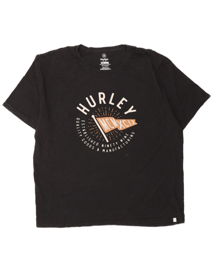 HURLEY T-Shirt Graphique Homme Top XL Noir Coton