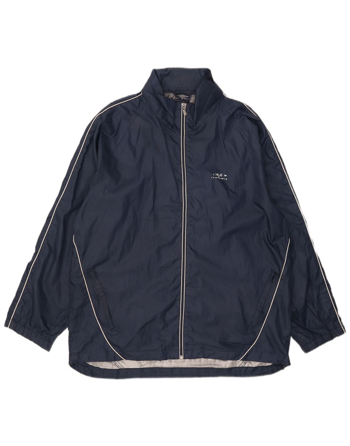 Umbro Veste de pluie à capuche graphique pour homme UK 40 Large Bleu marine Polyester