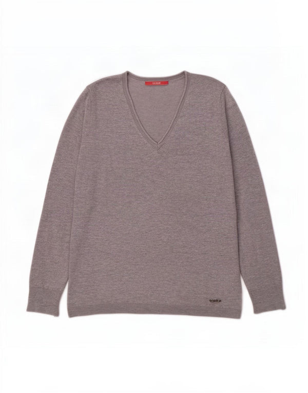 Liu Jo Pull col V pour femme UK 44 Large Gris Viscose