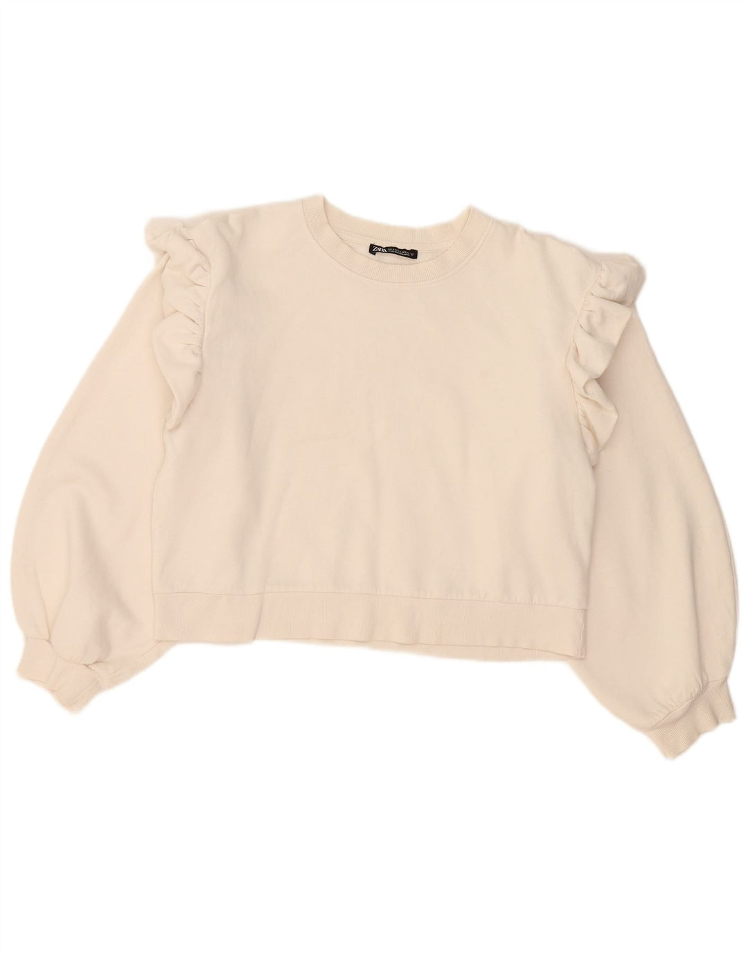Zara Womens Crop Oversize Sweatshirt Jumper UK 10 Petit Coton Blanc