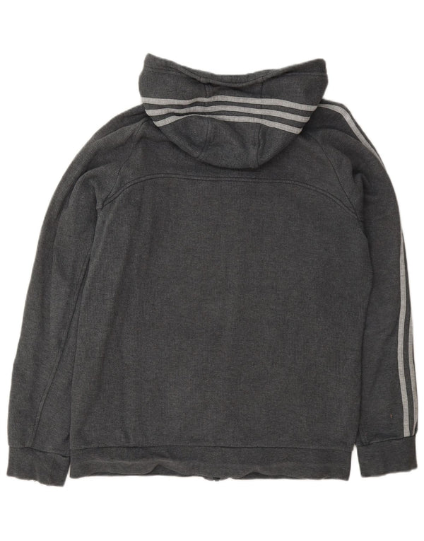 Adidas Pull à capuche zippé pour homme en coton gris moyen