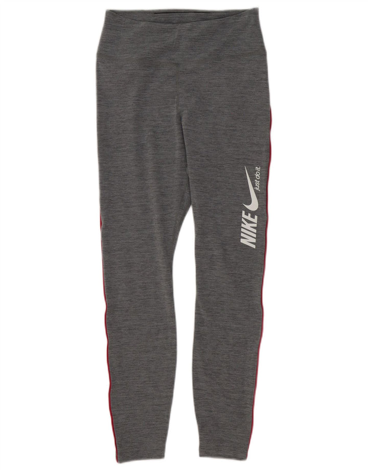 Nike Legging graphique Dri Fit pour femme UK 10 Small Gris Polyester