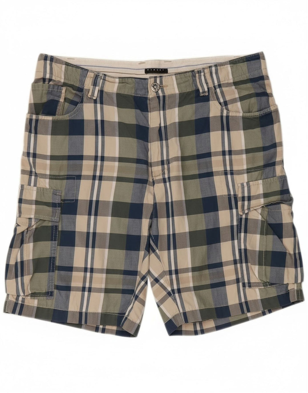 Sisley Short Cargo IT 50 Large W36 Coton à Carreaux Multicolore Homme