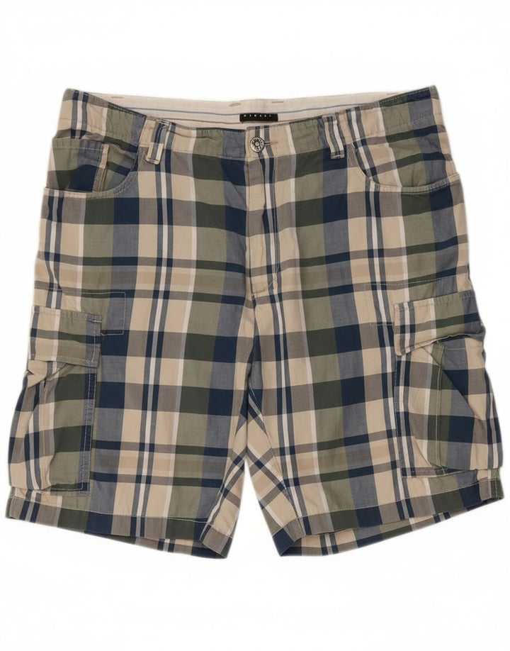 Sisley Short Cargo IT 50 Large W36 Coton à Carreaux Multicolore Homme