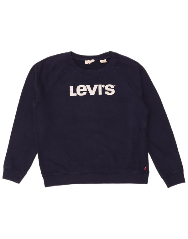 Levi's Sweat-shirt surdimensionné graphique pour femme UK 10 Small Bleu marine