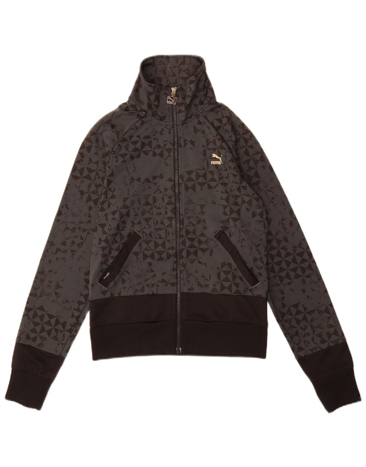 Puma Veste de survêtement pour femme UK 10 Small Gris Géométrique Polyester