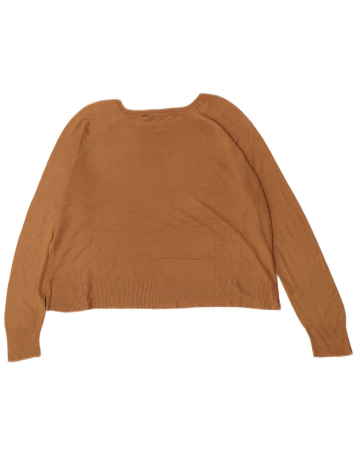 Zara Pull surdimensionné à col bateau pour femme UK 10 Petit Marron