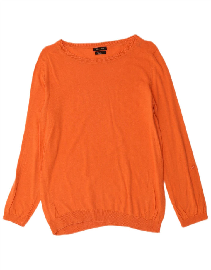 MASSIMO DUTTI Pull col bateau pour femme UK 14 Soie orange moyen