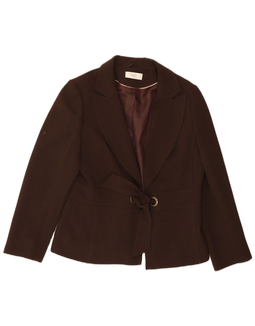 WALLIS Veste Blazer Petites Femme UK 14 Large Marron Polyester