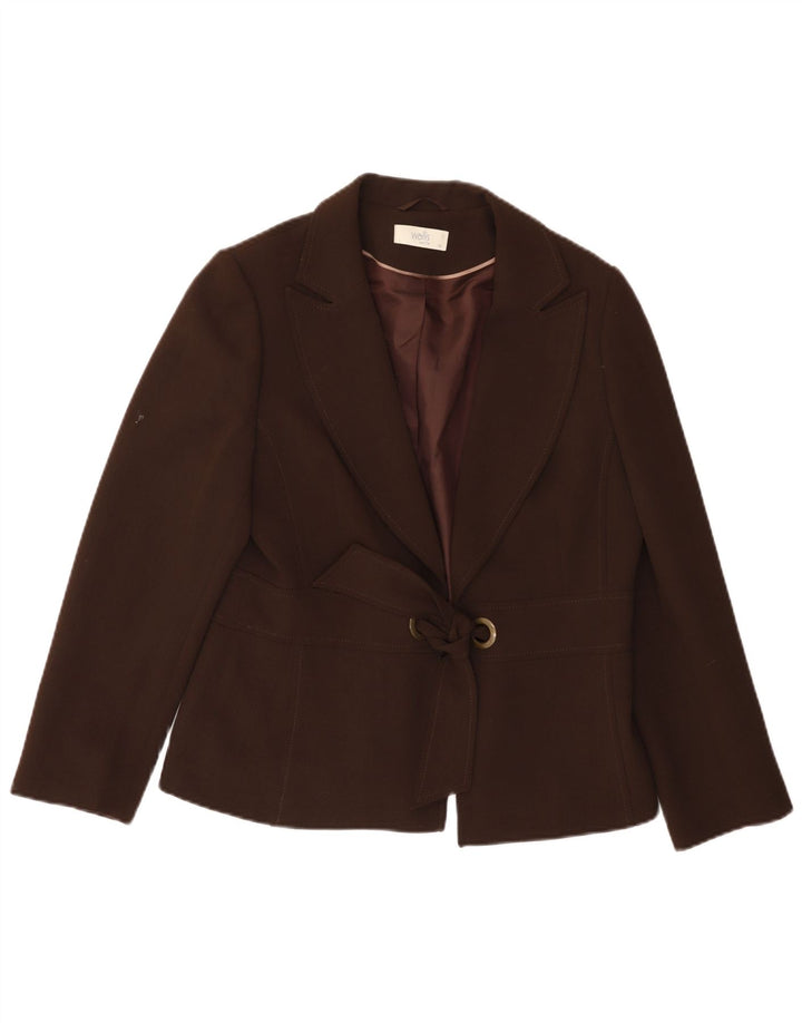 WALLIS Veste Blazer Petites Femme UK 14 Large Marron Polyester
