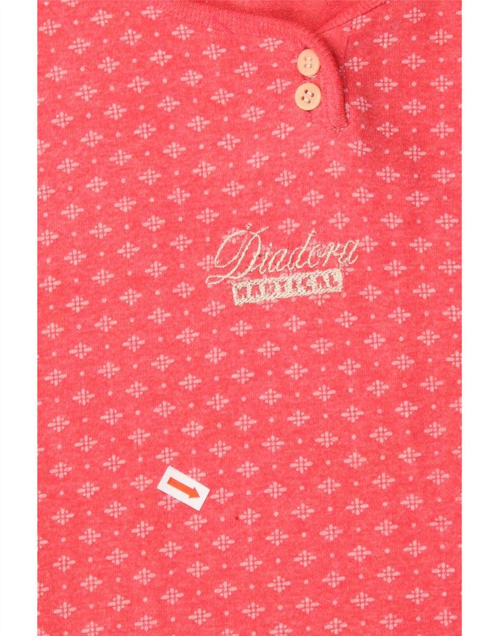 DIADORA T-Shirt Femme UK 14 Coton Géométrique Rose Moyen