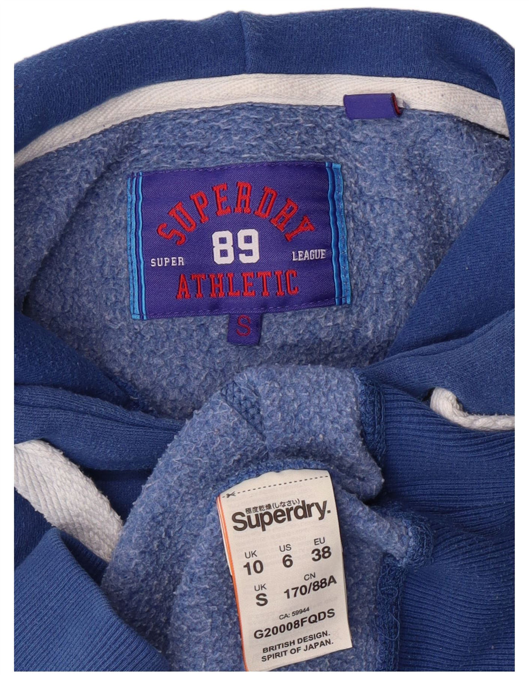 SUPERDRY Pull à capuche surdimensionné graphique pour femme UK 10 Petit Bleu Coton