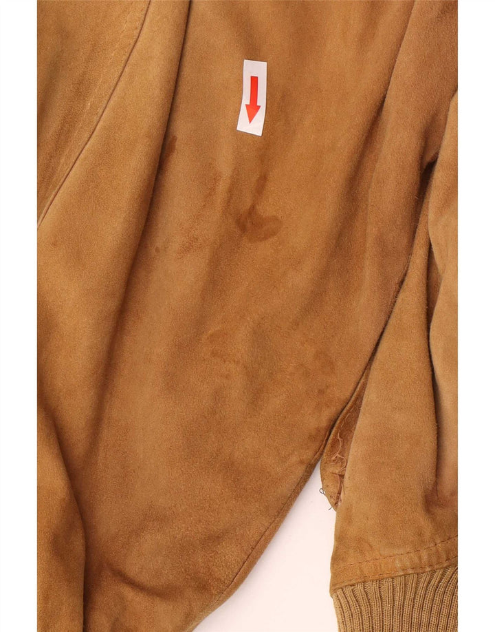 vintage Homme Daim Bomber Jacket IT 54 2XL Marron Rétro