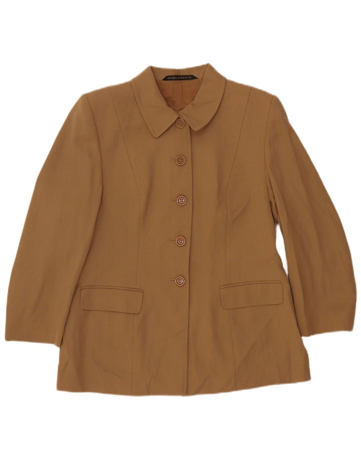 MARKS & SPENCER Veste Blazer 5 Boutons Femme UK 16 Grande Laine Beige