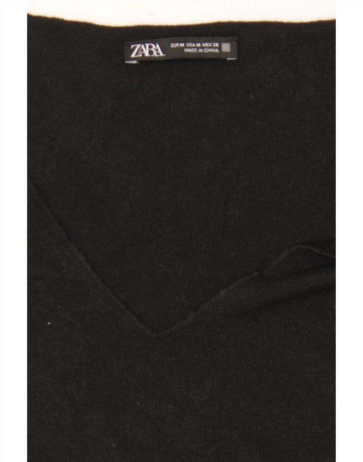 Zara Femme Top Manches Longues UK 14 Moyen Noir