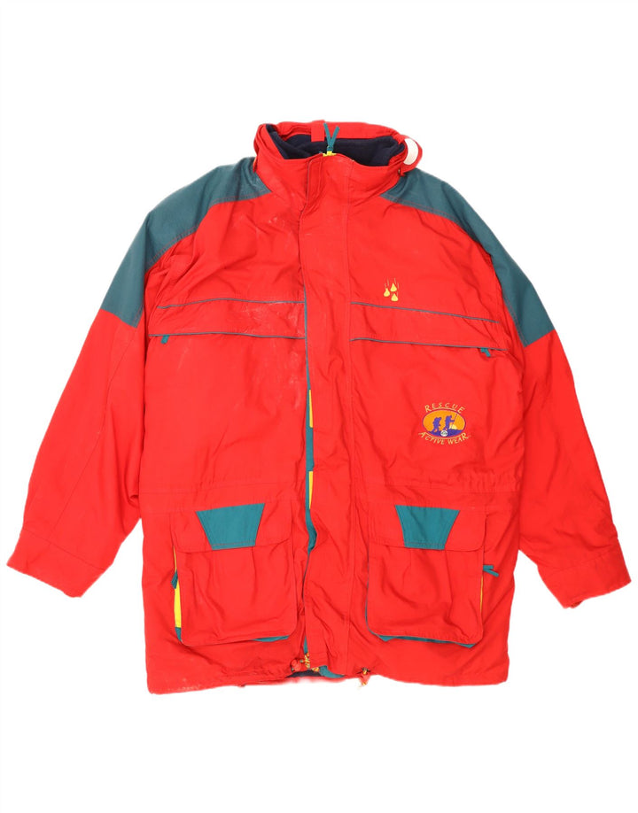 veste de ski à capuche homme vintage UK 42 XL Rouge Colourblock Polyester