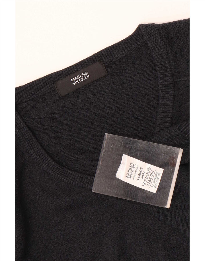 Marks & Spencer Pull col V pour homme XL Bleu marine Acrylique