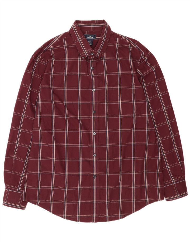 Dockers Chemise Homme Taille 16 16 1/2 Grand Coton à Carreaux Rouge