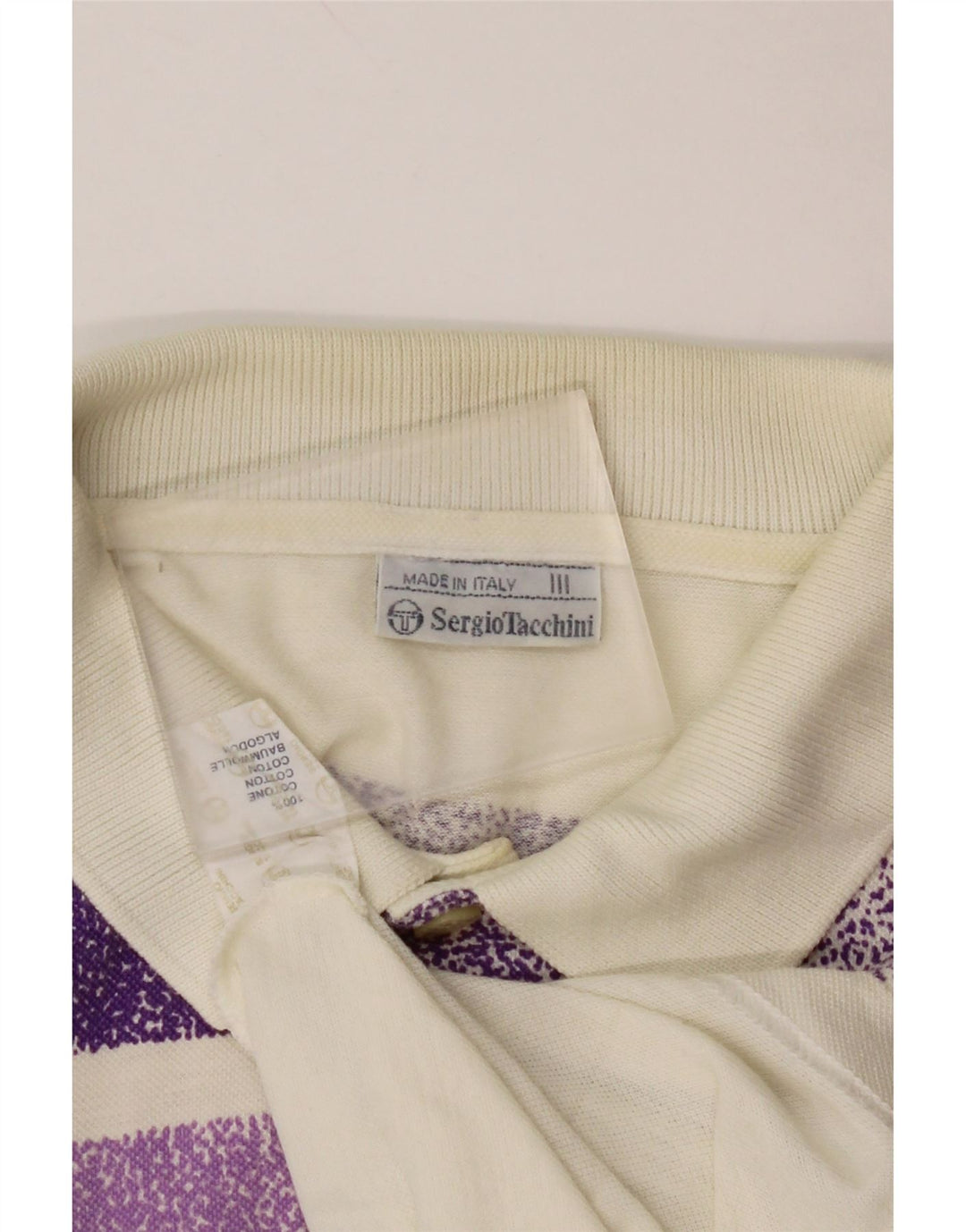 SERGIO TACCHINI Polo Homme Petit Coton Rayé Blanc Cassé