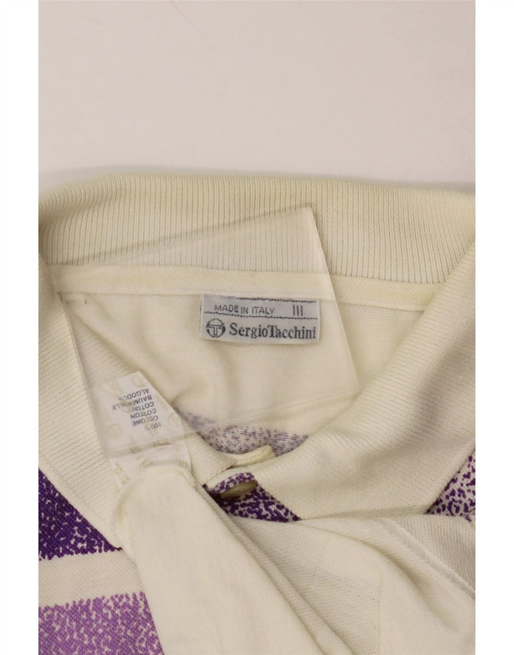 SERGIO TACCHINI Polo Homme Petit Coton Rayé Blanc Cassé