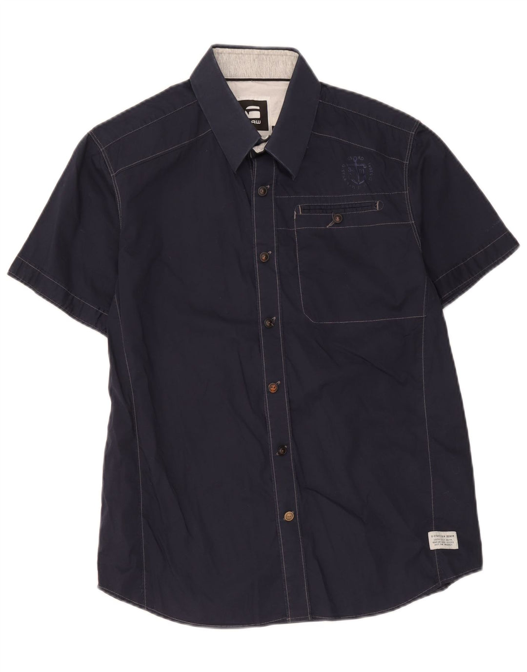 G-Star Homme Chemise à Manches Courtes Large Bleu Marine Coton