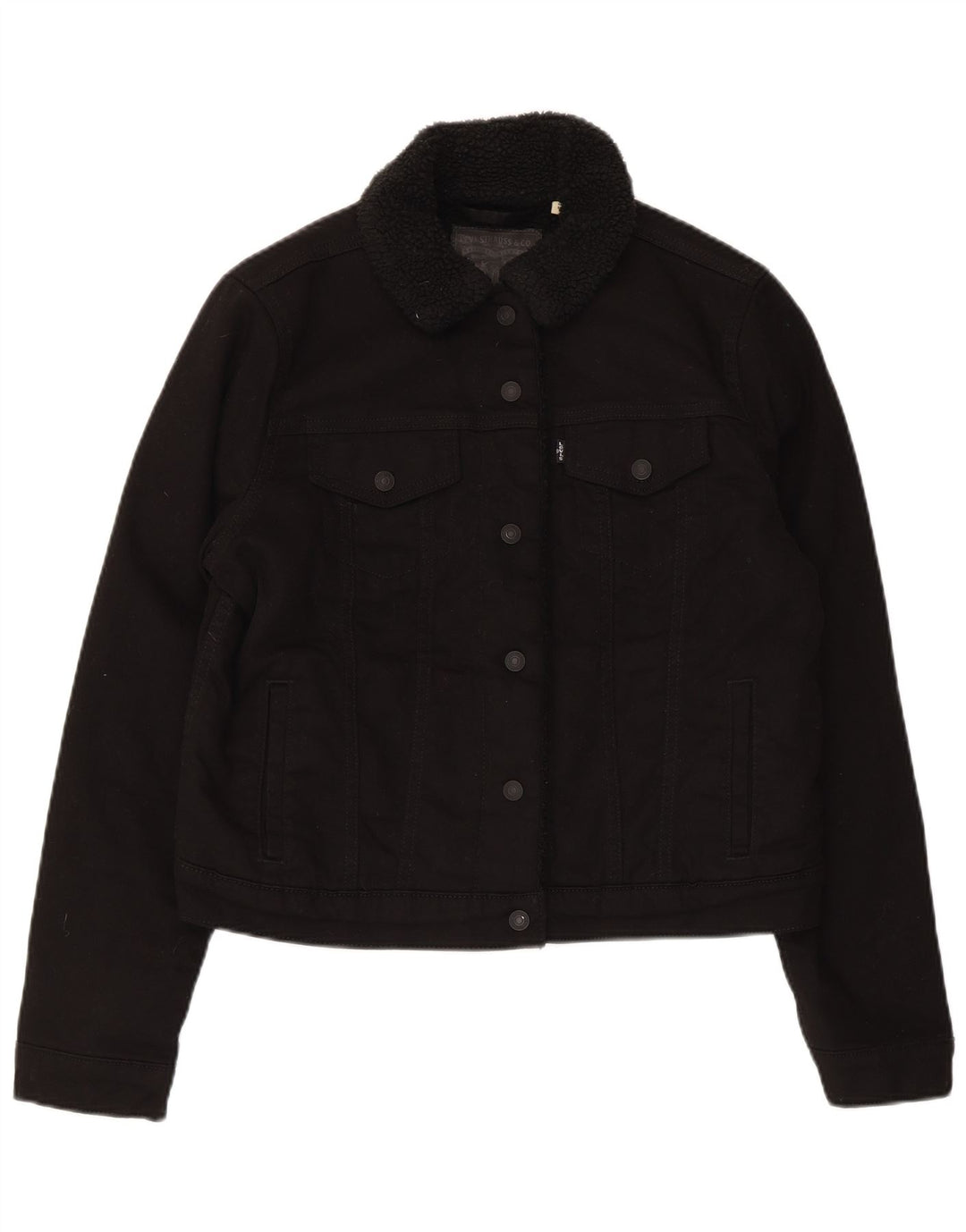 Levi's Veste Sherpa Denim Femme UK 16 Large Noir Coton